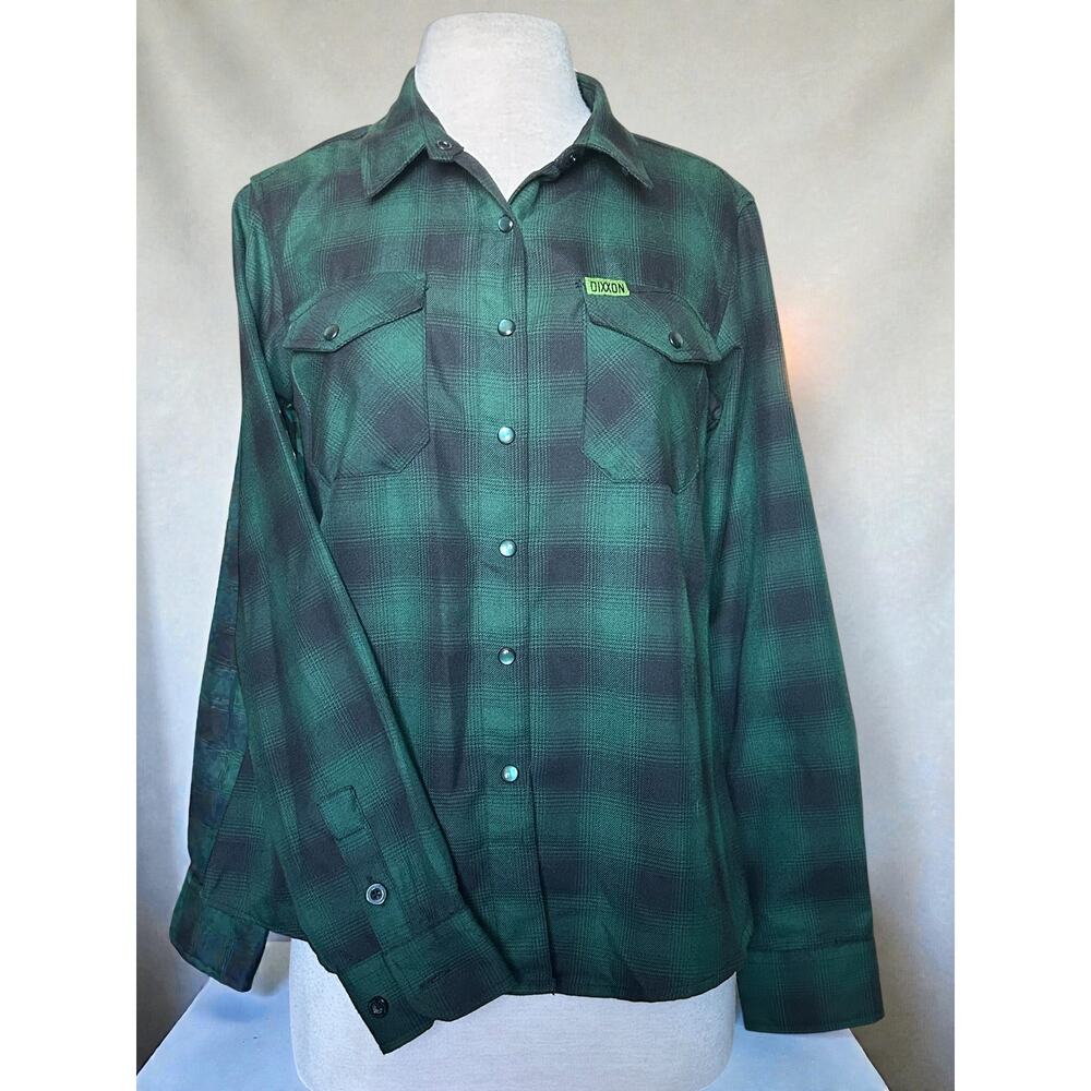Dixxon Flannel Co. Absinthe Long-Sleeve‎ Flannel Shirt Green Black Plaid Womens